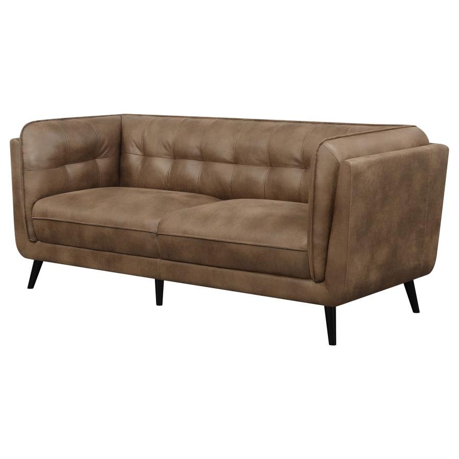Upholstered Button Tufted Sofa Brown - HER Home Design Boutique